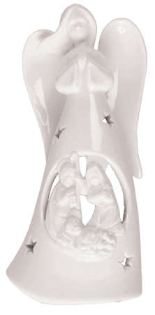 15cm Glazed Porcelain Angel with Light