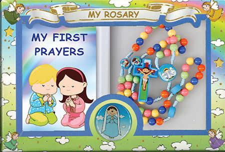 Multicoloured Children's Rosary with My First Prayers booklet