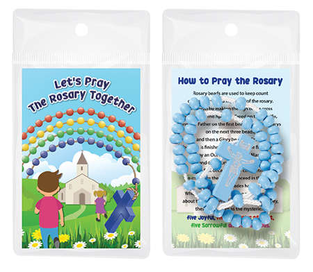 Lets Pray the Rosary Together - Blue cord Wooden Rosary