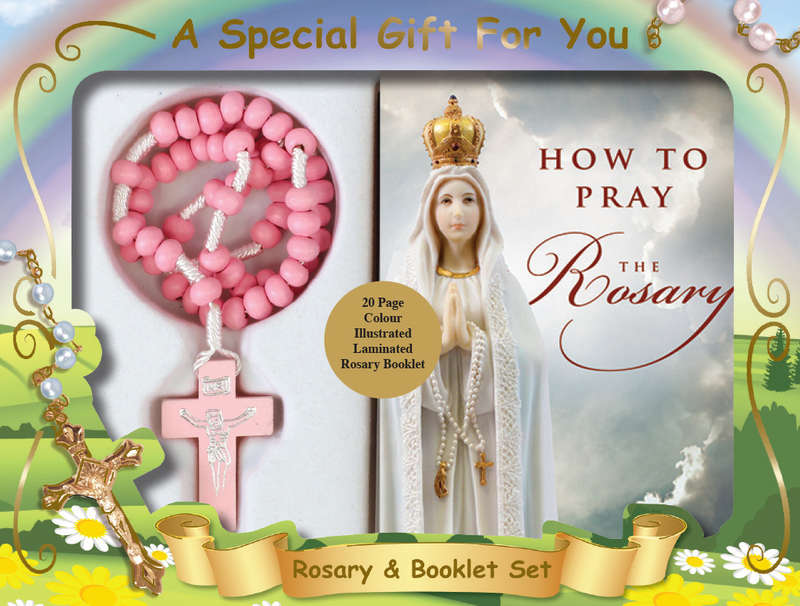 Pink Wooden Cord Rosary With Rosary Booklet Gift Box