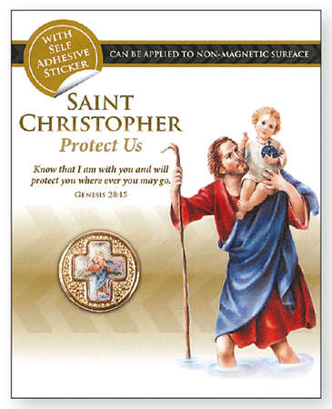 St Christopher Cross Magnetic Car Plaque in Gold
