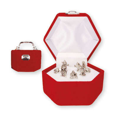 Minature Nativity Set - 5 figures in Velvet Display Box