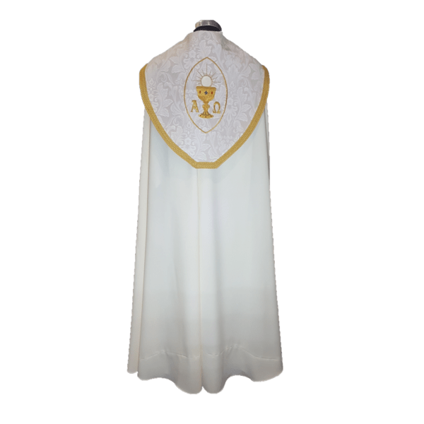 Cream Cope with Brocade panels - Chalice & Host / Alpha & Omega