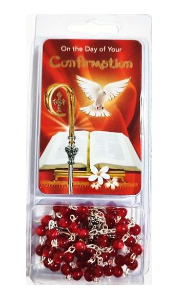 On the Day of your Confirmation Rosary with Gifts of the Holy Spirit prayer card