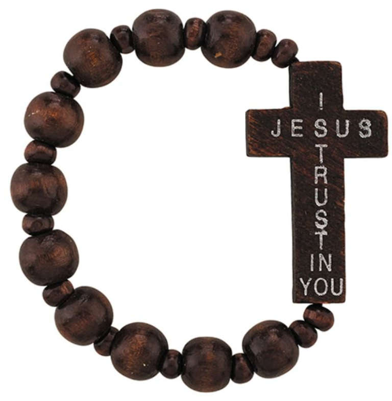 Jesus I trust in You -  Stretch Wooden Bracelet