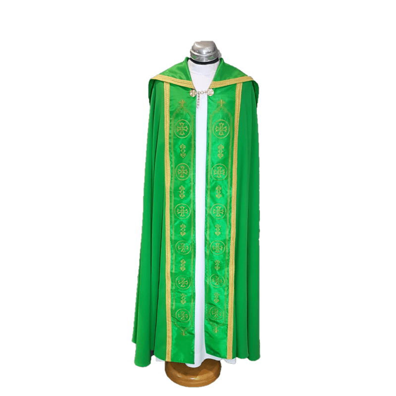 Green Classic Cope with cross in gold