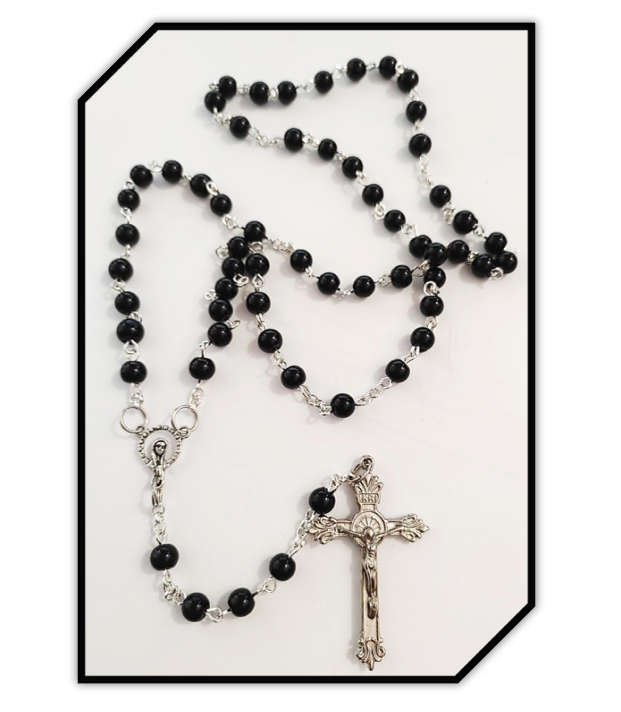Rosary in Black Glass
