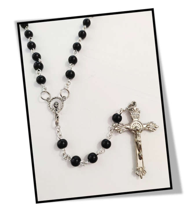 Rosary in Black Glass