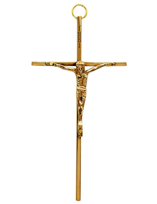 20cm Brass Wall Crucifix