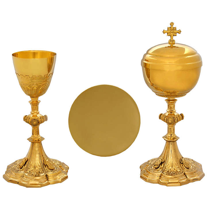 Italian Style Chalice, Ciborium and Paten Set