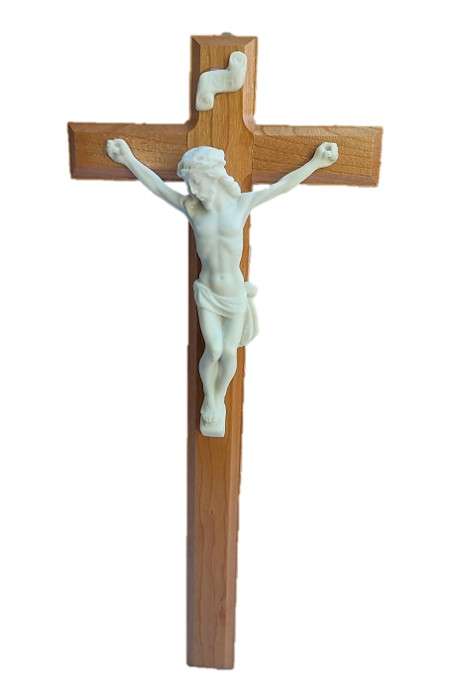48cm Kiaat Crucifix with Marble Corpus