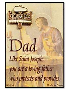 "Dad"Lapel Pin with Prayer Card - Patron Saint of Fathers, Workers, unborn children