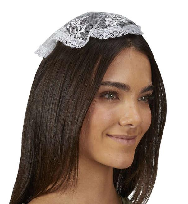 White Mantilla Chapel Lace Cap