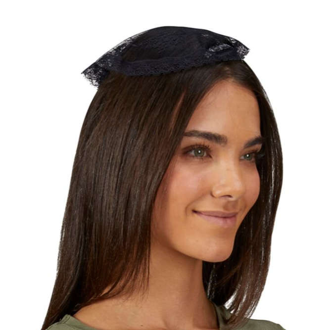 Black Mantilla Lace Chapel Cap