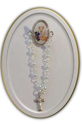 Chalice, Grapes, Vines and Wheat Lapel pin & one decade rosary