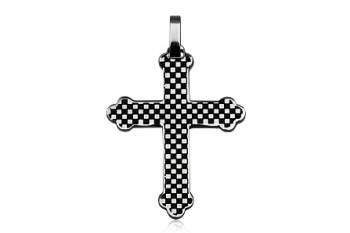Stainless Steel Checkered Cross - 4cm