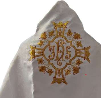 White - Humeral Veil with Gold Orphreys - IHS Embroidery - Import