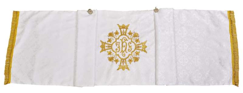 White - Humeral Veil with Gold Orphreys - IHS Embroidery - Import