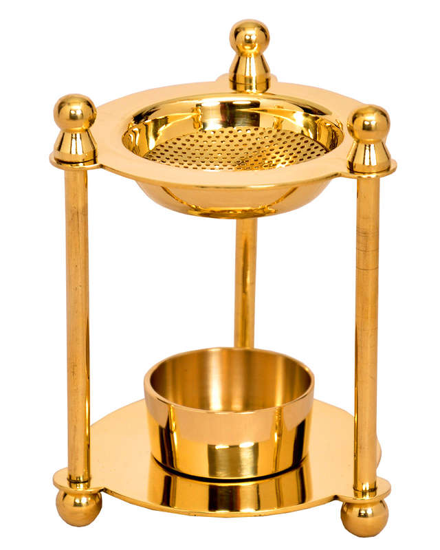 12cm Table Incense burner - Brass /  Import