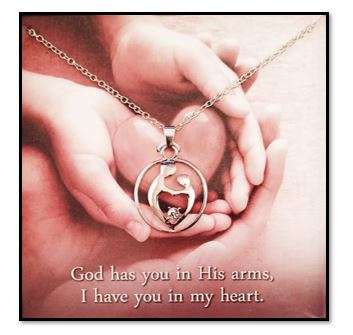 Creed - God has you in His arms;  I have you in my heart - Pendant with diamante'