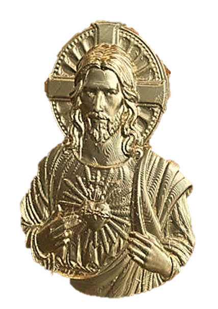 Wooden Tabernacle With Jesus Sacred Heart Relief In Gold
