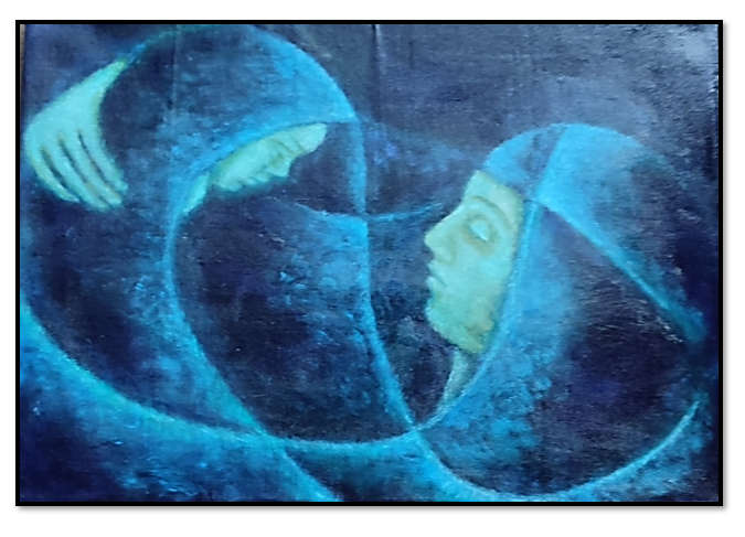Madonna & Child - Blues Oil Painting by Zenon Rozycki