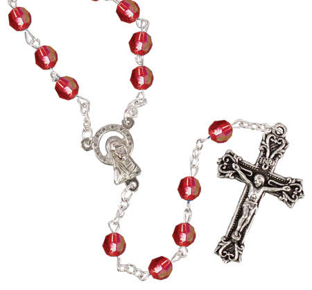 Ruby Rosary - faceted acrylic beads