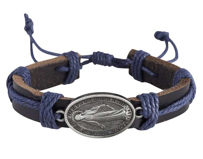 Miraculous Medal Leather Bracelet