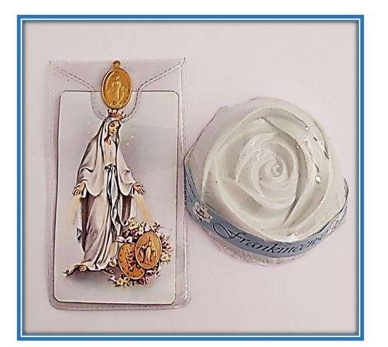 Miraculous Medal Frankincense Soap with Prayer card and Medal