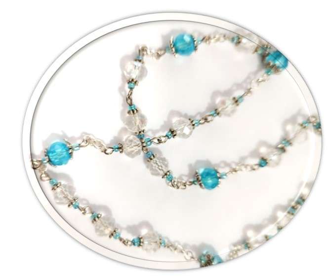 Our Lady Undoer of Knots Chaplet in Blue & Crystal