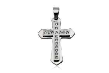43mm Stainless Steel Cross with Swarovski Crystal diamante's