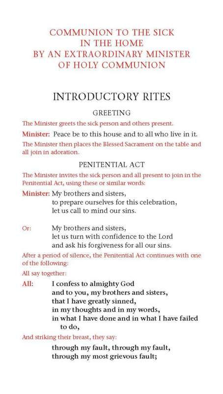 Rite of Communion to the Sick in the home & hospital - Extraordinary Minister of Holy Communion