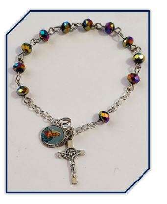 One Decade rosary Bracelet - Peacock Austrian Glass crystals