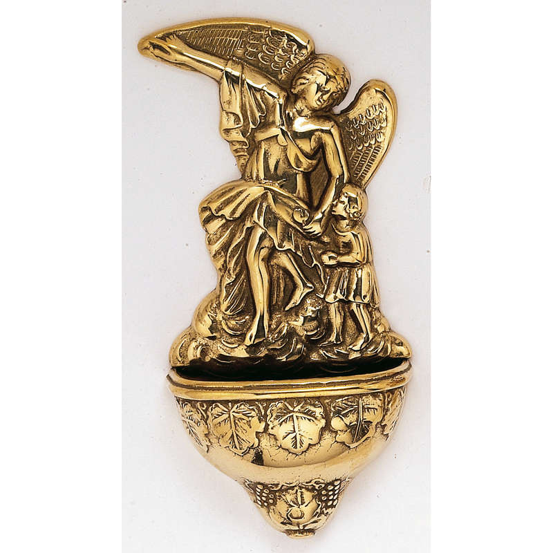 Guardian Angel Solid Brass Holy Water Font