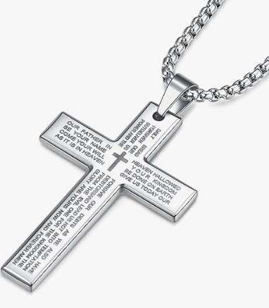 Stainless Steel Our Father Cross - 5cm