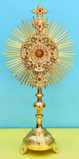 52cm - 24kt Gold Plated Monstrance with Ruby Stones