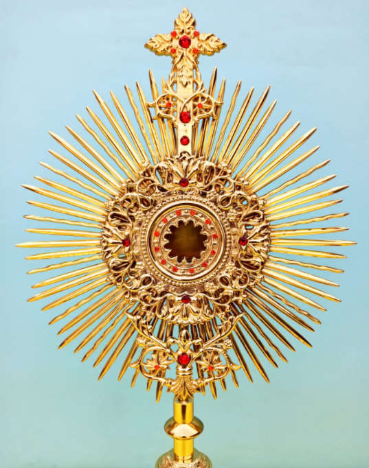 52cm - 24kt Gold Plated Monstrance with Ruby Stones
