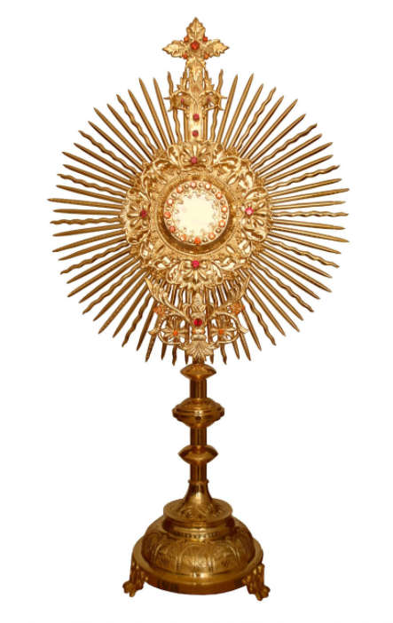 52cm - 24kt Gold Plated Monstrance with Ruby Stones
