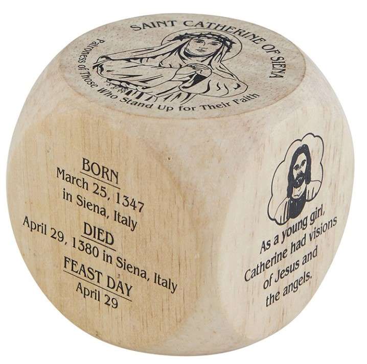 St Catherine of Siena - Fun facts wooden cube