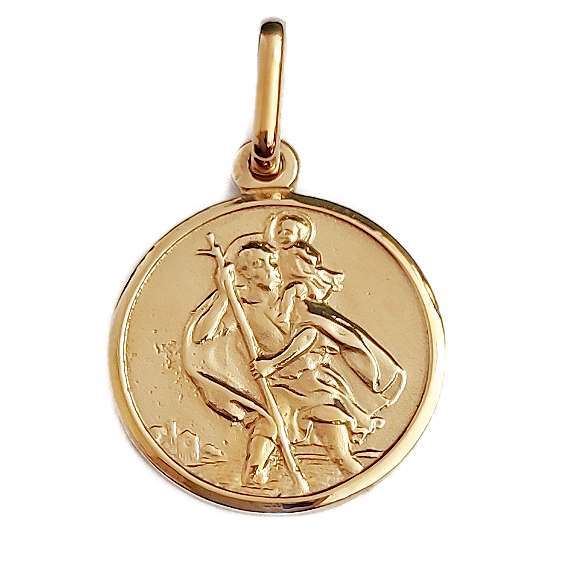16mm diameter 9ct Gold St Christopher Pendant
