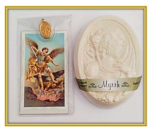 St Michael Myrrh Soap with Prayer card and Medal