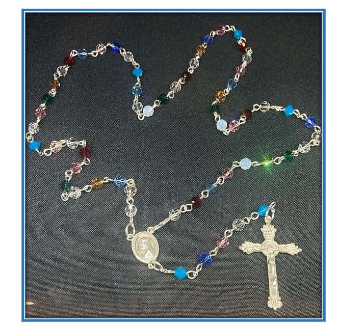 Genuine Preciosa Crystal Rosary Set in Sterling silver- Multicoloured