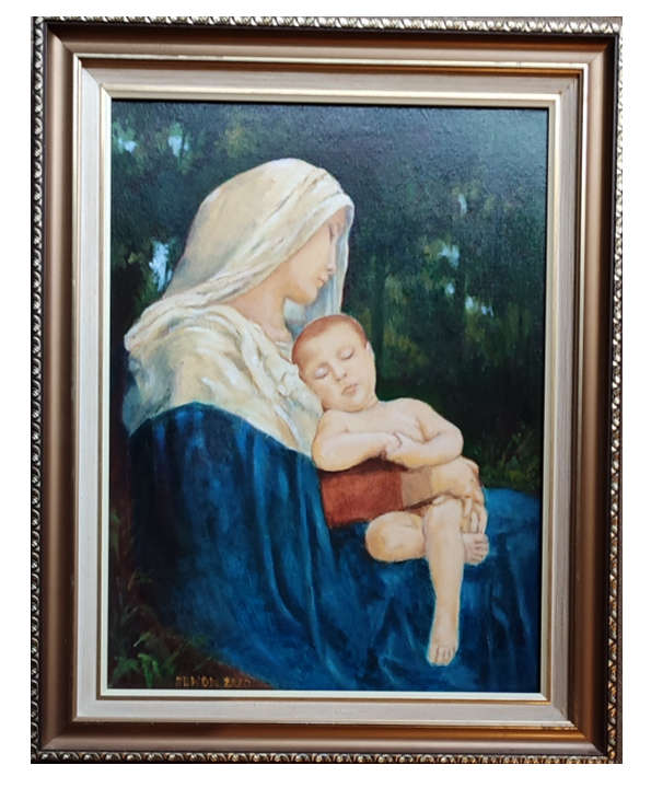 Framed oil painting - Madonna & Child by Zenon Rozycki