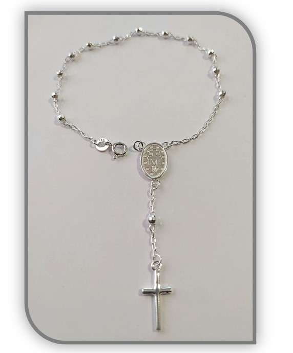22cm Sterling silver Rosary Bracelet with Miraculous Medal
