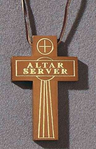 8cm Wooden Altar Server Cross with 70cm Leather Cord