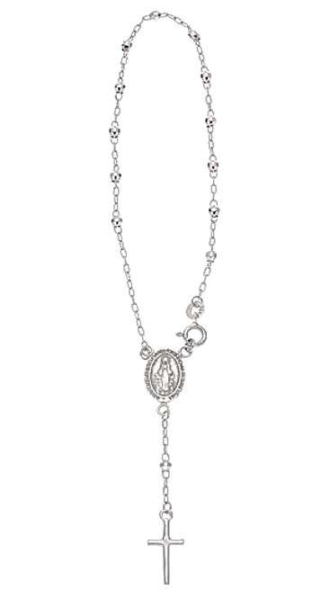 22cm Sterling silver Rosary Bracelet with Miraculous Medal