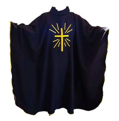 Black Chasuble & Stole with Golden Ray Embroidery Cross