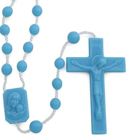 Blue Plastic Cord Rosary