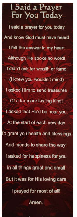 I said a Prayer for You Today Bookmark