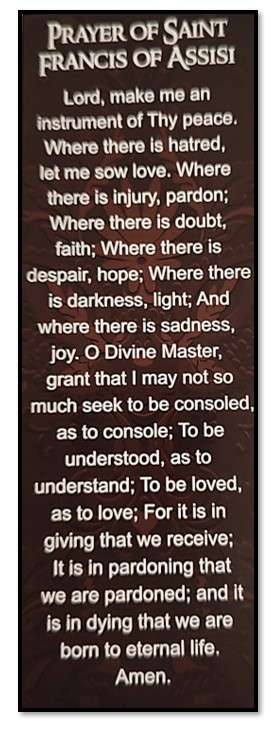 St Francis of Assisi bookmark with prayer
